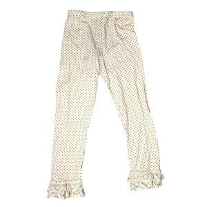Sado NWT cream white polks dot ruffle bell bottom leggings grey dots size 5